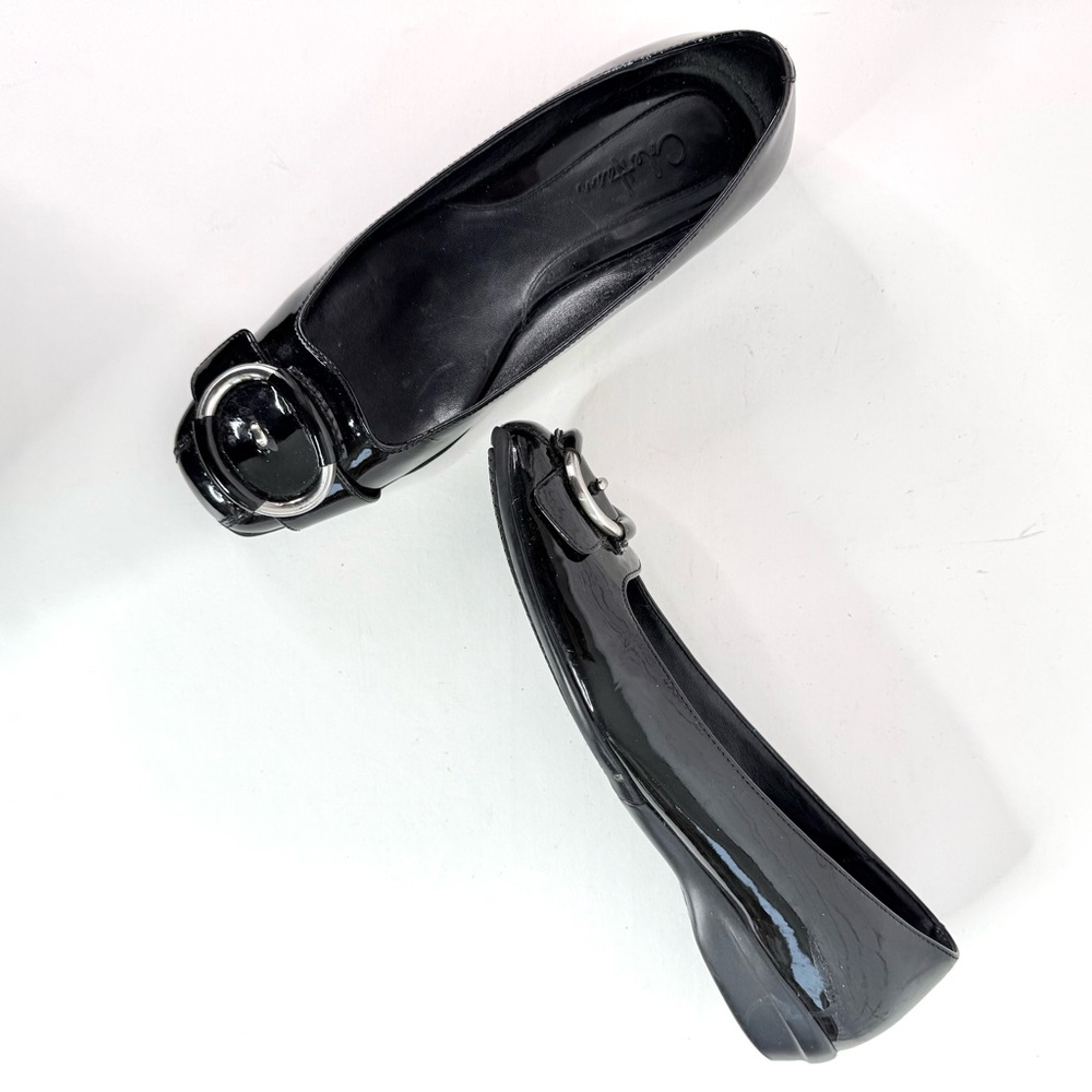 COLE HAAN NIKE AIR COLLAB Size 5.5 Black Patent Leather Ballet Flat Slip Shoes - Picture 2 of 16